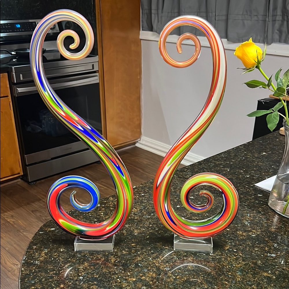 Colorful Swirl Glass Sculpture Set